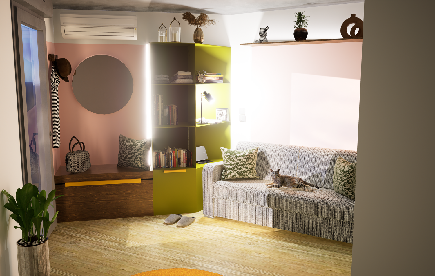 Conception 3D couchage d’appoint avec banquette coffre et mobilier sur mesure à Antibes