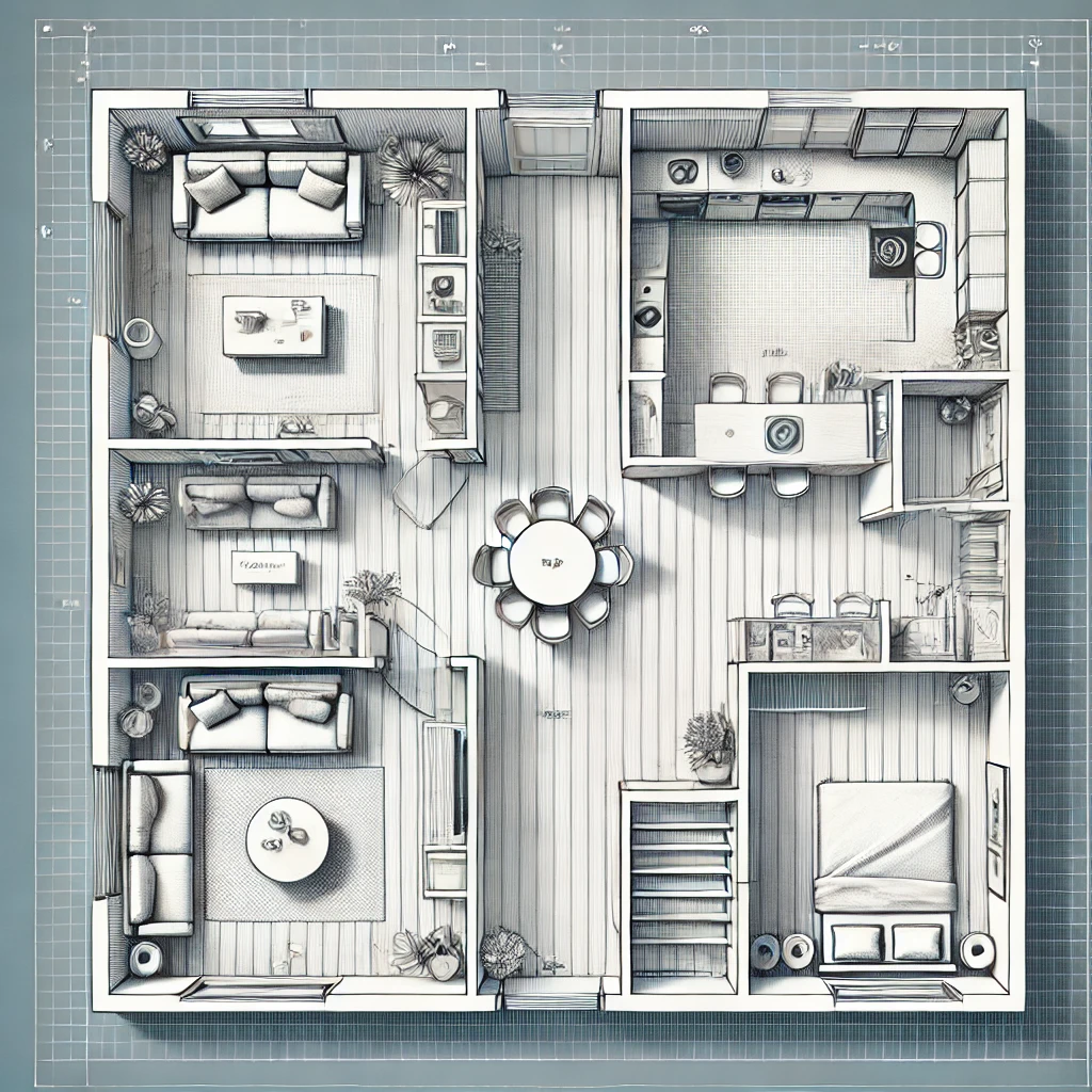 Plan 2D projet rénovation appartement Cannes – conception RC Design Intérieur