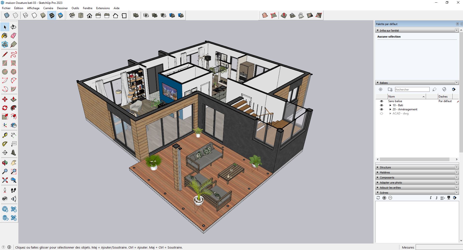Vue 3D d’appartement à Antibes – projet RC Design Intérieur avec SketchUp