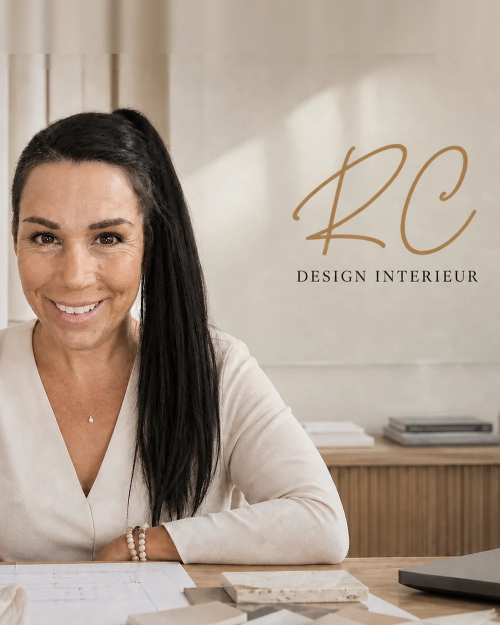 Charlotte Ragot, architecte d'intérieur, dans son atelier RC Design Intérieur à Antibes