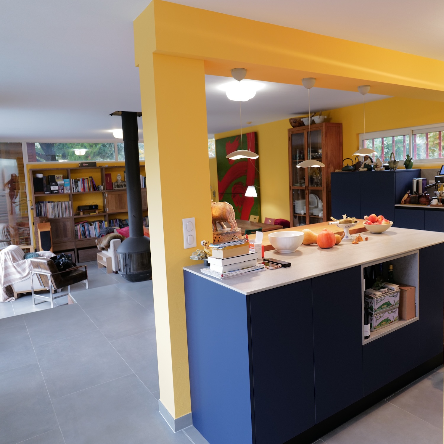 Vue chantier Roquefort – rénovation cuisine et salon design RC Design Intérieur