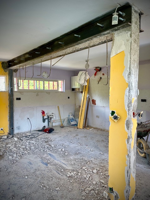 Travaux villa Roquefort – démolition mur porteur et installation poutre UPN